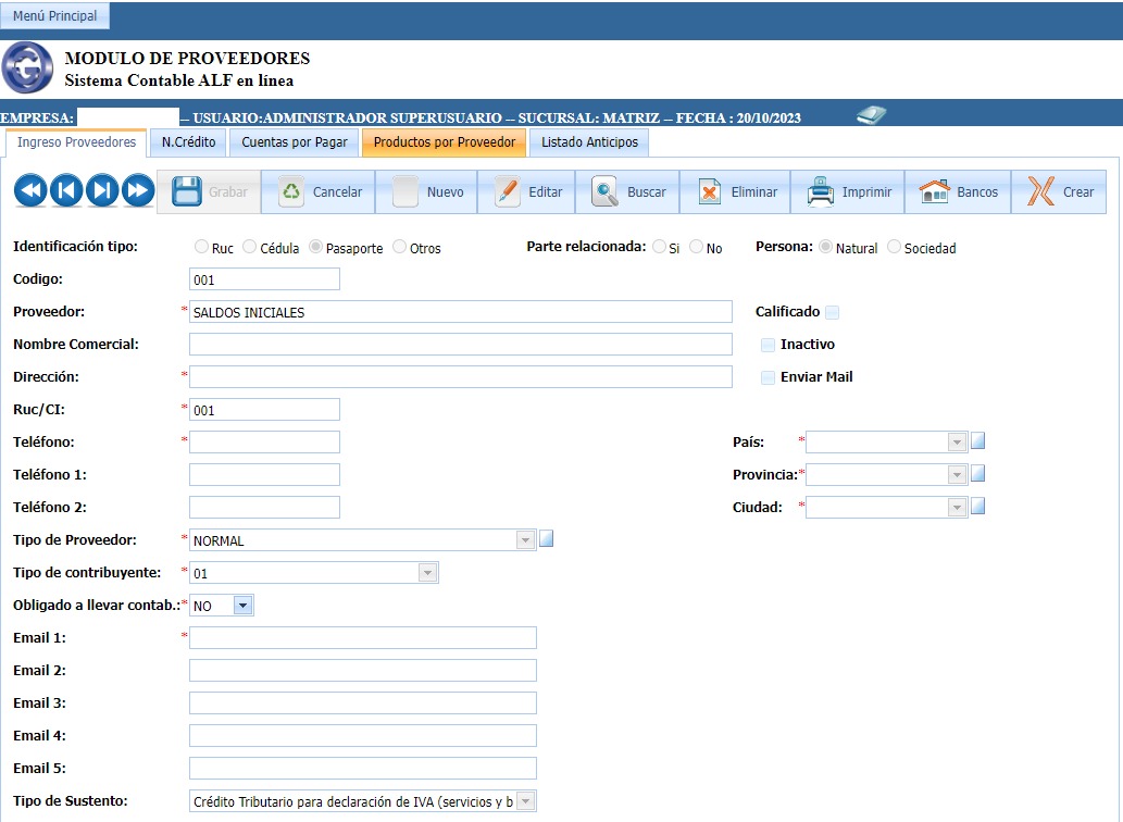 Proveedores Web
