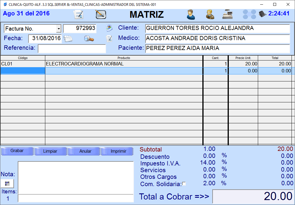 Sistema Clínica
