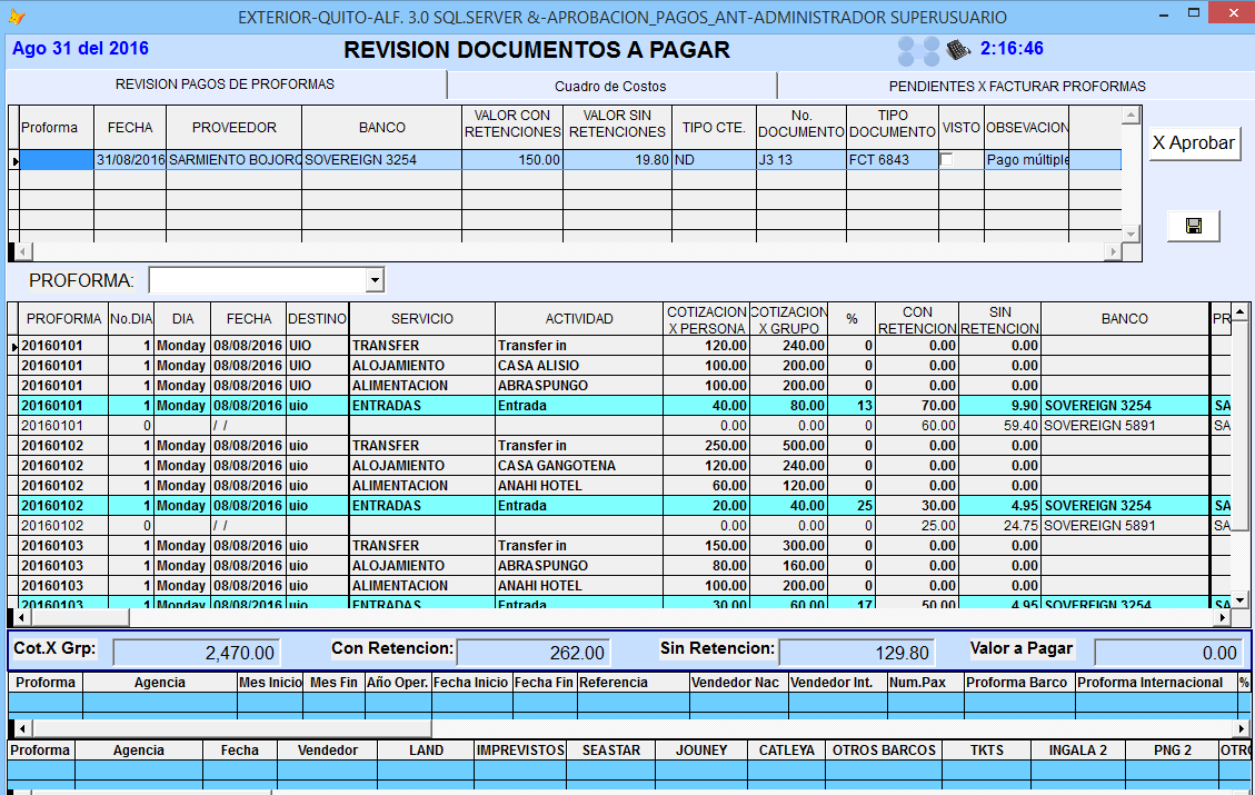 Facturación Operadora