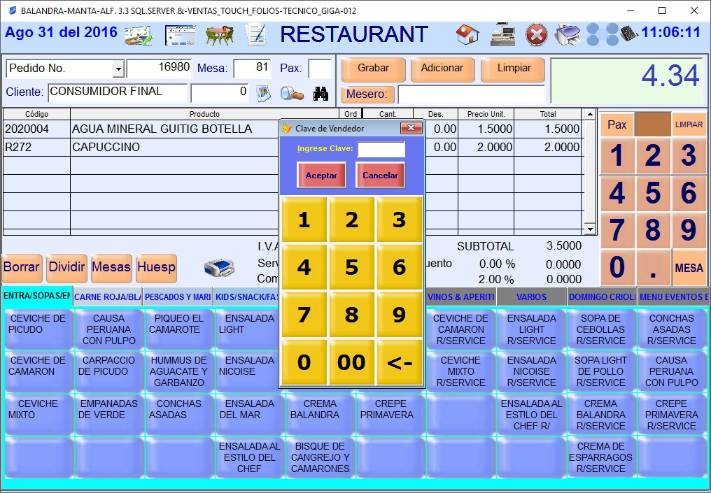 Facturación Restaurante